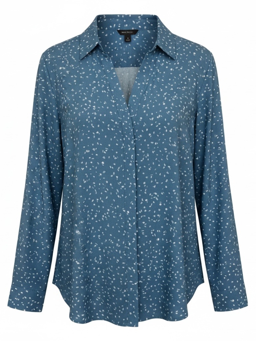 Ann Taylor Blue Speckled Button-Front Blouse
